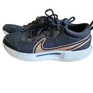 Nike Womens Court Air Zoomr Pro Black Running Shoes Sneaker Size 12